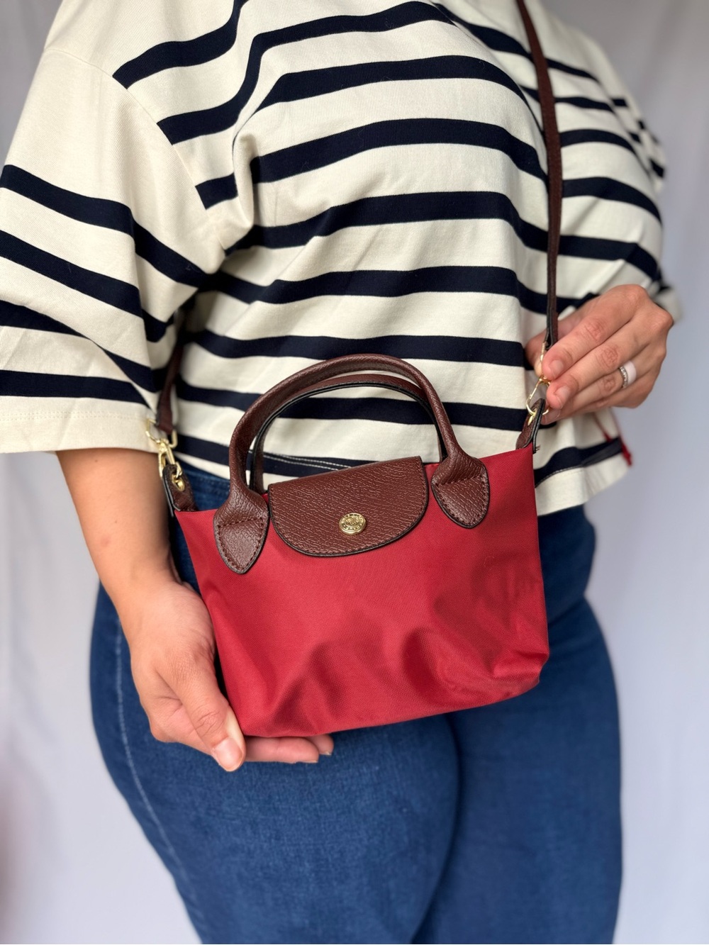 Longchamp Le Pliage Small Crossbody Bag in Burgundy (canal street design)
